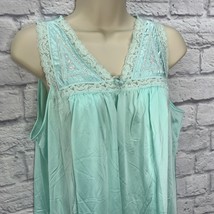 Vintage Shadowline Teal Blue Sleeveless Nightgown Lace Detail Size M Nur... - $34.60