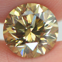 Round Cut Diamond Fancy Champagne Color Loose SI1 Certified Enhanced 2.14 Carat - £1,958.42 GBP