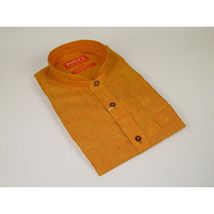 Mens INSERCH linen Shirt Banded Chinese Collar Sleeves-Less SS719 Sunburst image 4