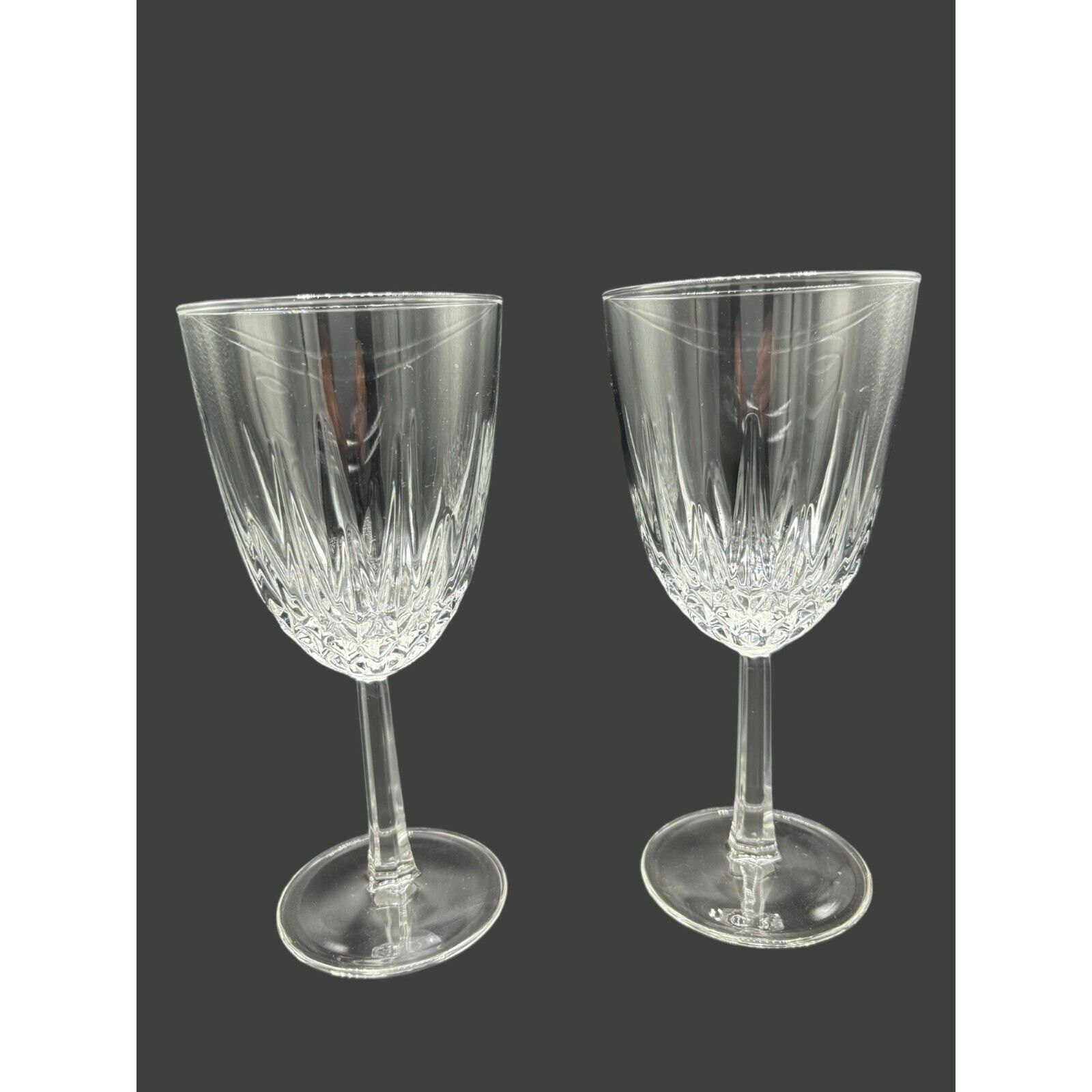 Set of 2 Diamant Cristal D&#39;Arques Durand Crystal Tall Water Glass Stemware - $19.70