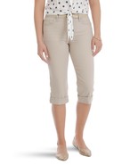 Lee Riders Women&#39;s Mid Rise Capri Pants With Belt Size 22 Simply Taupe NEW - $22.24