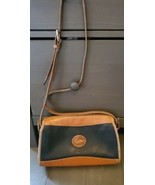 Dooney &amp; Bourke Vtg Dark Blue with Brown Trim Leather Shoulder Bag - Mad... - £43.90 GBP