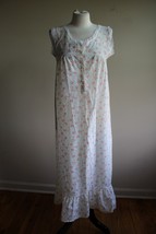Vtg Lady Lindsay S White Floral Lace Trim Sleeveless Nightgown Sleep Dress - £16.73 GBP