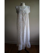 Vtg Lady Lindsay S White Floral Lace Trim Sleeveless Nightgown Sleep Dress - £16.73 GBP