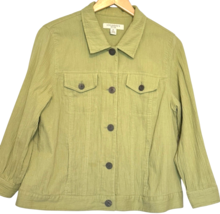 Appleseeds Jacket Size Petite Large Button Up Green Apple Gauze Lightwei... - $14.33