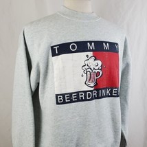 Vintage Tommy Beer Drinker Parody Novelty Sweatshirt Large Crew Gray Cot... - £17.58 GBP