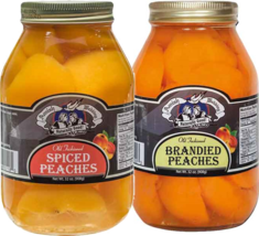Amish Wedding Foods Spiced Peach Halves &amp; Brandied Peach Halves, Variety... - $47.47