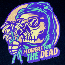 12oz Soda T-Shirt Men&#39;s Sz Large Black Skull Flowers for the Dead Graphi... - $11.99