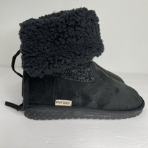 Muk Luks Knit Boot Fold Over Tall Black Women Size 7 Faux Fur Lined Collectible - £11.95 GBP