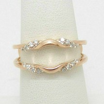 1CT Simulated Diamond Solitaire Enhancer Guard Wrap Ring Rose Gold Plated Silver - £189.83 GBP