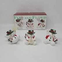 2003 FITZ And FLOYD  3 Tumbling Snowmen, Holiday Snowman 3&quot; Tall With Box - $15.83