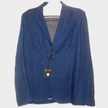 Thaddeus Men&#39;s Navy Fashionable Linen Blazer Jacket Size 44 R - $120.27