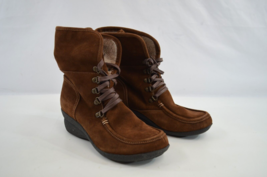 Hush Puppies Brown Suede Lace Up Boots Wave Reflex Sole Women&#39;s US Size 9 M - £26.42 GBP