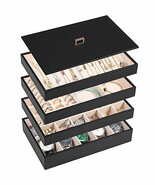 Stackable Jewelry Organizer Tray with Lid, PU Leather Jewelry Storage Ho... - $2,192.24 MXN