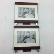 Set 2 Picture Frame Brown Wood Free standing 6&quot; X 4&quot; Photo - £27.96 GBP