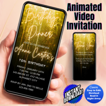 Any Age Invite, Gold 2 Falling Star Digital Invitation Animated Video In... - £4.68 GBP