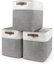 Large Fabric Storage Baskets | 50L Cloth Bins Closet Baskets w/ Handles 17X12X15 - $52.22