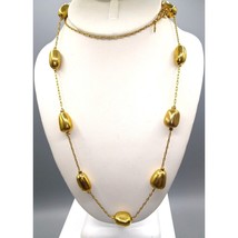 Vintage Avon Gold Chain Necklace with Bean Nugget Stations, Delicate Gold Tone - £31.01 GBP