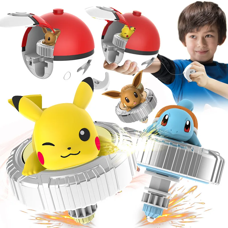 Pokémon Pikachu Charmander Cartoon Anime Figure Pull Line Spinning Battl... - $17.13