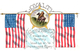 WWI American Flag Loyalty Destiny Glory Star Horse Patriotic Postcard - £9.34 GBP
