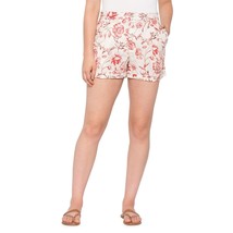 Cynthia Rowley Linen Red Floral Shorts Pleated Front Cuffed NWT Size 10 - $13.58