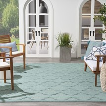 Nourison Easy Care Moroccan Aqua/Teal 8&#39; x 10&#39; Area Rug Trellis Easy Cleaning - $148.09