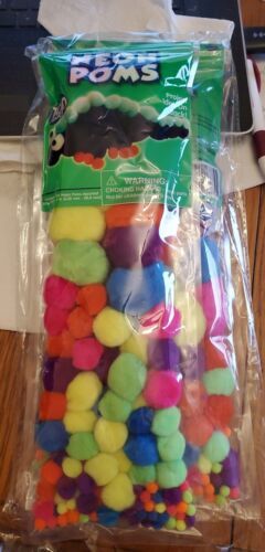 Primary image for Neon Poms 100 Pack Assorted Sizes kids school pompom crafts NEW lot of 3 