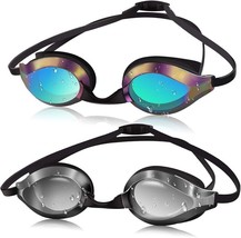 2 Pack Swim Goggles,Swimming Goggles Mirrored No Leaking Anti Fog UV for Adult - £13.95 GBP