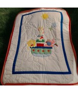 Vintage Baby Togs 45&quot; x 35&quot; Noah&#39;s Ark Animals Pastel Quilt Comforter Bl... - $277.37 CAD