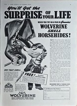 1941 Wolverine Shell Horsehide Work SHOES-Surprise Horse-Vintage Print Ad-WWII - £10.51 GBP