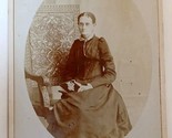 Cabinet Card Photo Angry Looking Woman In Black Sitting In Chair Hillsbo... - $16.88