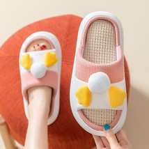 N hemp slippers cute cartoon duck bedroom couples cotton shoes breathable non slip home thumb200