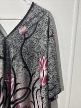 Women One Size Black Floral Pink Fringe Shawl Duster Beach Coverup Boho Kimono - £24.95 GBP