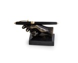 Bey Berk Bronzed Finished Hand Pen Holder with Black Marble Base Bronze ... - £62.87 GBP