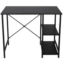 Computer Desk Home Office Study Workstation Table With 2 Tier Shelves Black - £66.04 GBP