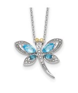 Sterling Silver Birthstone Rhodium Light Blue and London Blue Topaz Drag... - $128.36
