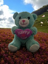 Dan Dee Teddy Bear Plush Blue Happy Sweet Heart Day Valentine 7” Stuffed... - $140.11 MXN