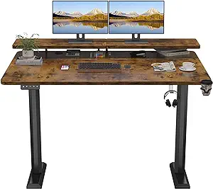 Electric Standing Desk With Monitor Shelf, 55 X 24 Inches Height Adjusta... - $283.99