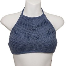 Xhilaration Womens Indigo Halter Lace Up Crochet Bikini Swim Top Swimwear Sz M L - £10.32 GBP