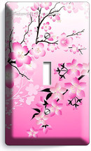 Japanese Pink Sakura Cherry Flowers Blossom Single Light Switch Wall Plate Cover - £8.16 GBP