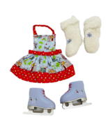 American Girl Wellie Wishers Apron, Ice Skates Gloves Set Outfit - €24,55 EUR