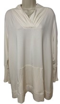 Soft Surroundings Women’s Large Long Sleeve Kangaroo Pouch V Neck Ivory Shirt - £16.56 GBP