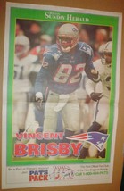 New England Patriots Vincent Brisby 1995 Boston Herald Poster - $9.95