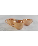 3 Fire King Peach Luster Coffee Tea Cups Three Bands Vintage Anchor Hocking - £14.74 GBP