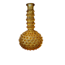 Vintage Amber Hobnail Barber Bottle 7&quot; Tall Glass Antique Circa 1800&#39;s - £70.08 GBP