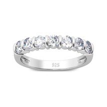 Certified 7 Stone Moissanite Ring Woman 100% Silver 925 Wedding Bands Engagement - £58.04 GBP