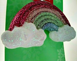 Rainbow Clouds Colorful Christmas Tree Ornament Glittery Bling Decor Han... - £8.67 GBP