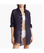 Vitamin A Playa Linen Lightweight Oversized Shirt, Long Sleeve Medium, N... - $89.00