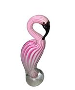 Art Glass Pink Flamingo Striped Bird Animal Figurine Gift Tropical Beach... - $28.70 CAD