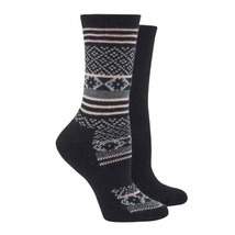 Hue Women 2-Pk. Wool Blend Boot Socks Black Pink One Size Made in USA - $9.89